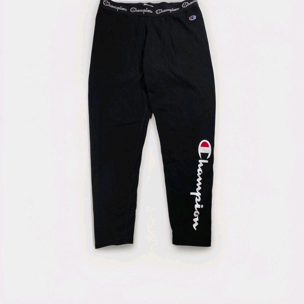 Champion Leggings Womens Plus 1X Black Logo High Rise Ankle Athletic Sports Yoga